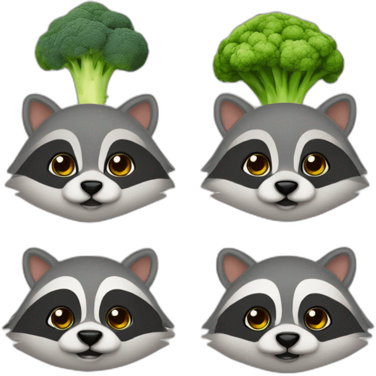 Raccon, beany heat, broccoli emoji