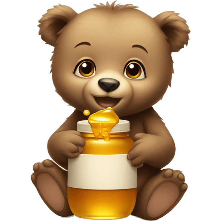 Baby bear holding jar of honey  emoji