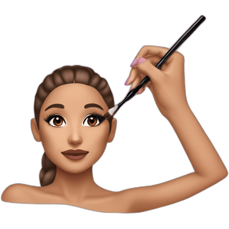 Ariana grande doing her makeup emoji