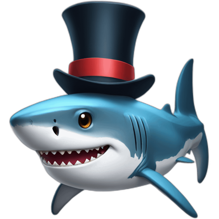 Shark with a top hat emoji