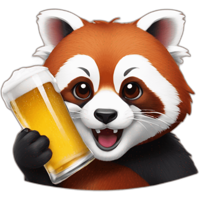 red panda drinking a beer emoji