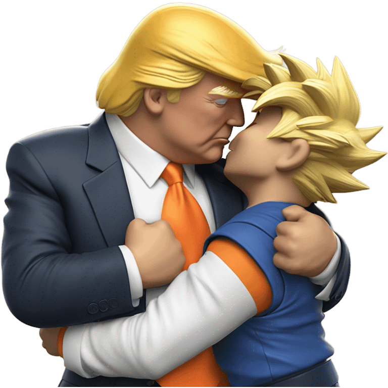 Photo realistic, Donald Trump, kissing Goku at the beach by the pool emoji