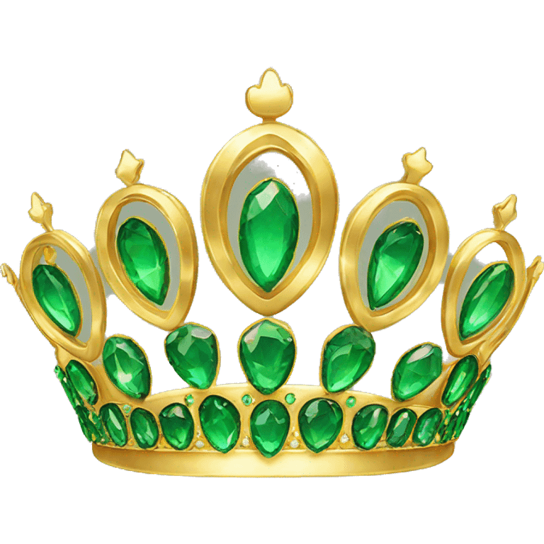 gold tiara with green jewels emoji