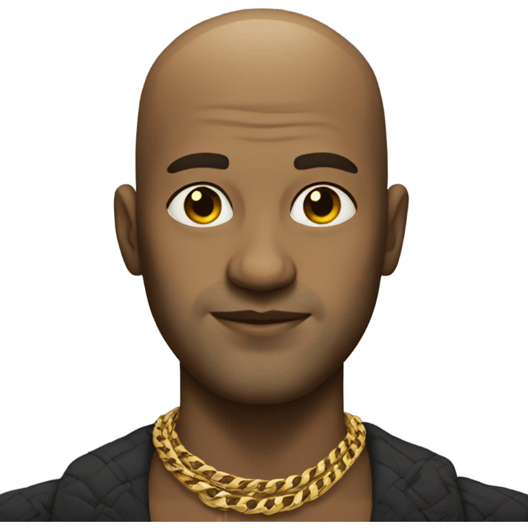 bald man with stylish necklace emoji