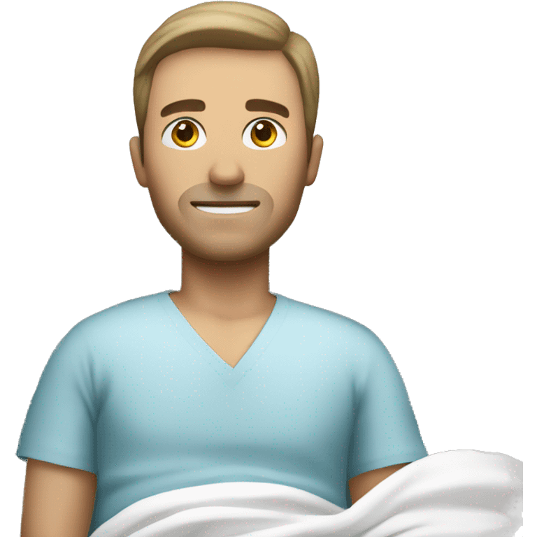 white male patient in hospital bed facing left emoji