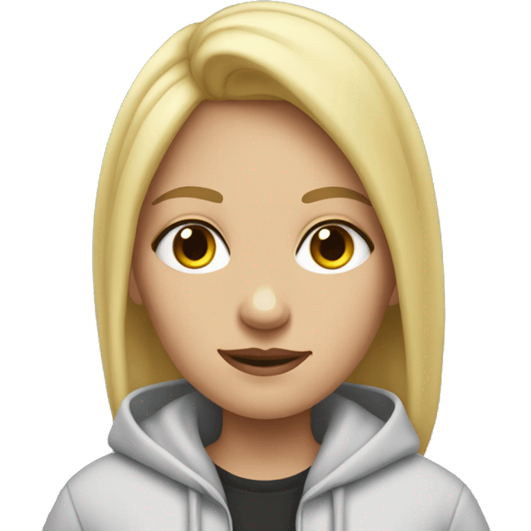 Girl with blonde hair and Wednesday hoodie  emoji