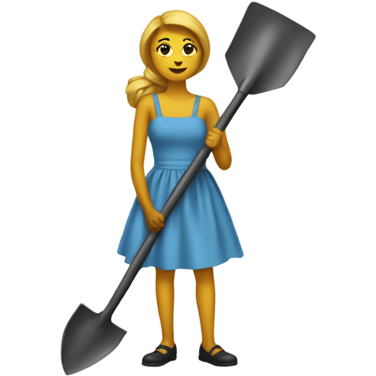 shovel wearing a dress emoji