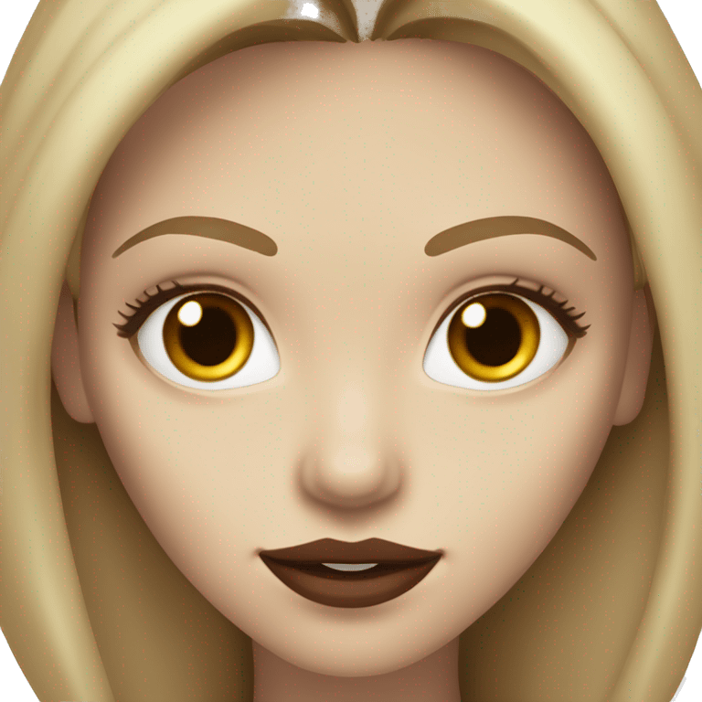 hazel eyed(brown eyes) with golden beautiful, long hair and big lips, pale skin and accurate nose as VAMPIRE. brunette emoji