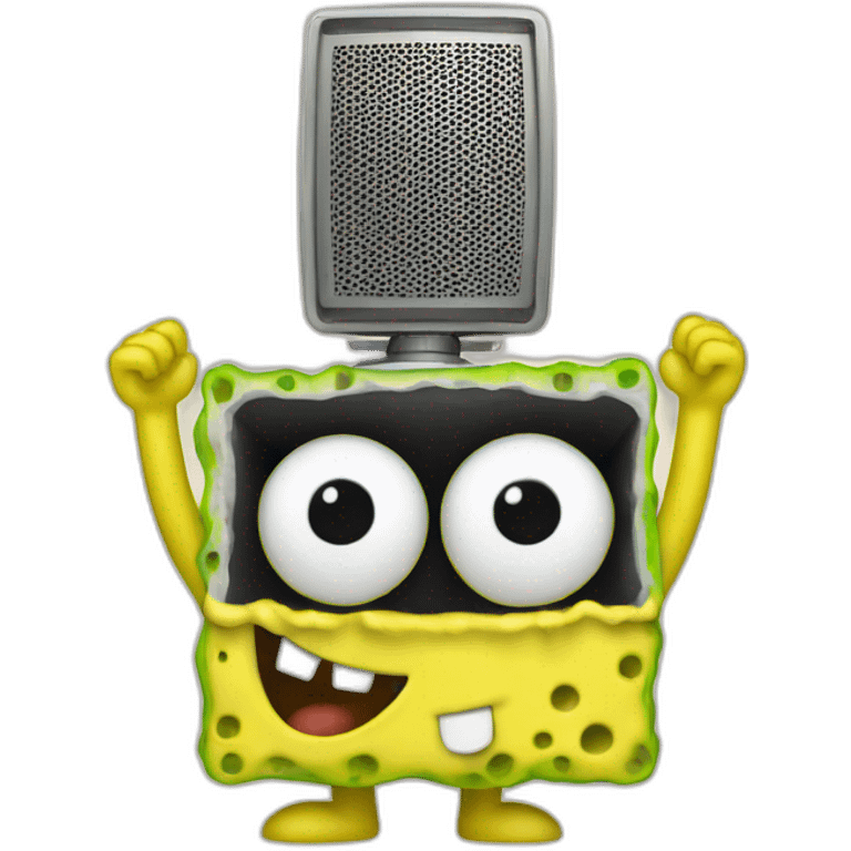 sponge bob holding a speaker over his head emoji