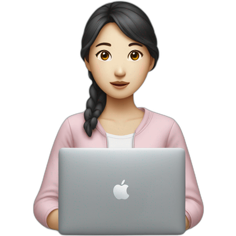 Korean girl with macbook emoji