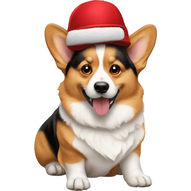 a corgi dog using red cap emoji