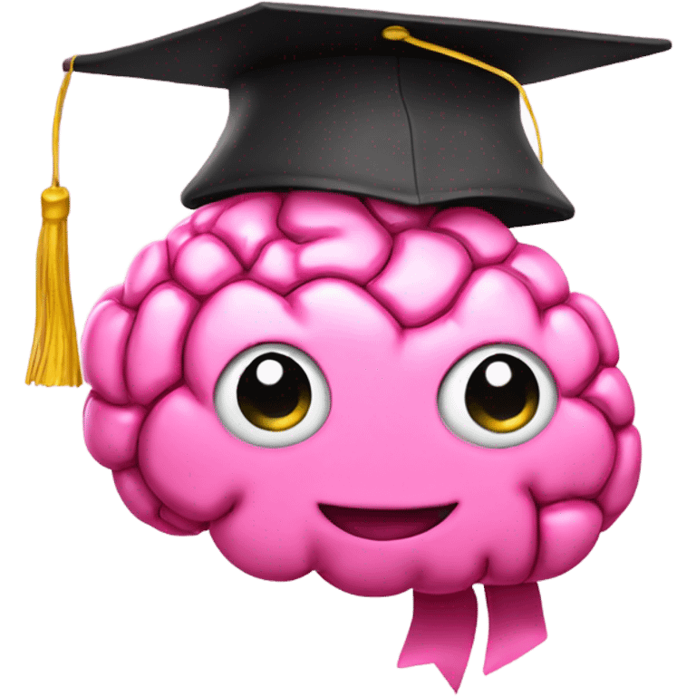 digital brain a pink graduation hat emoji