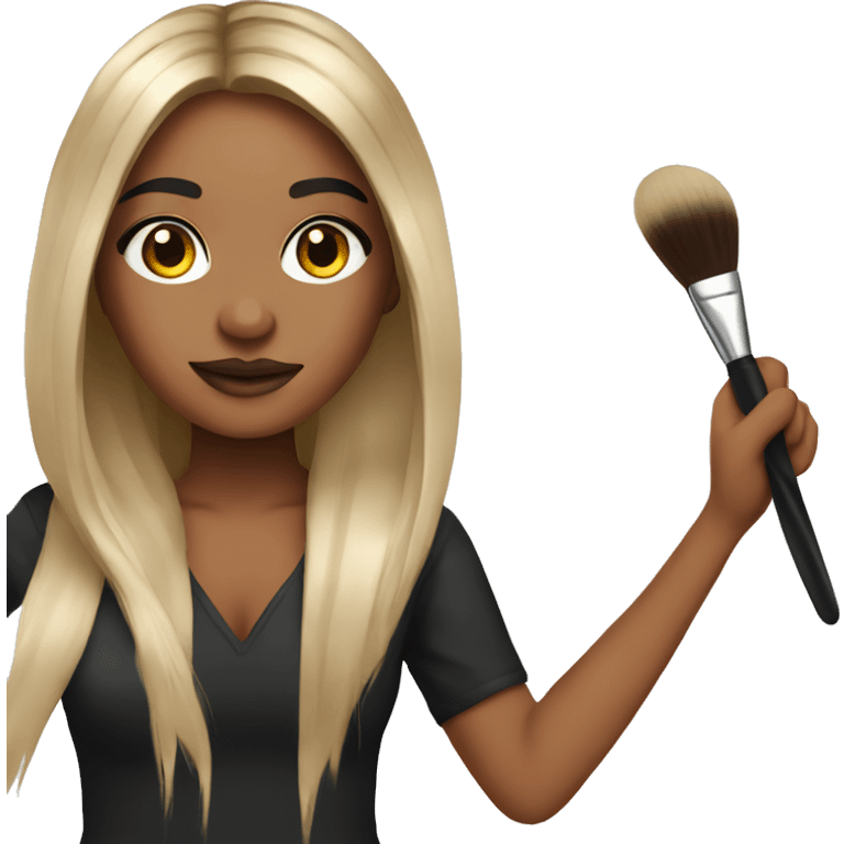 Makeup artist with brush long  hair emoji