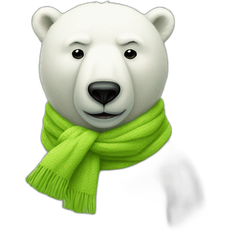 Polar bear with eyes closed and lime green scarf emoji