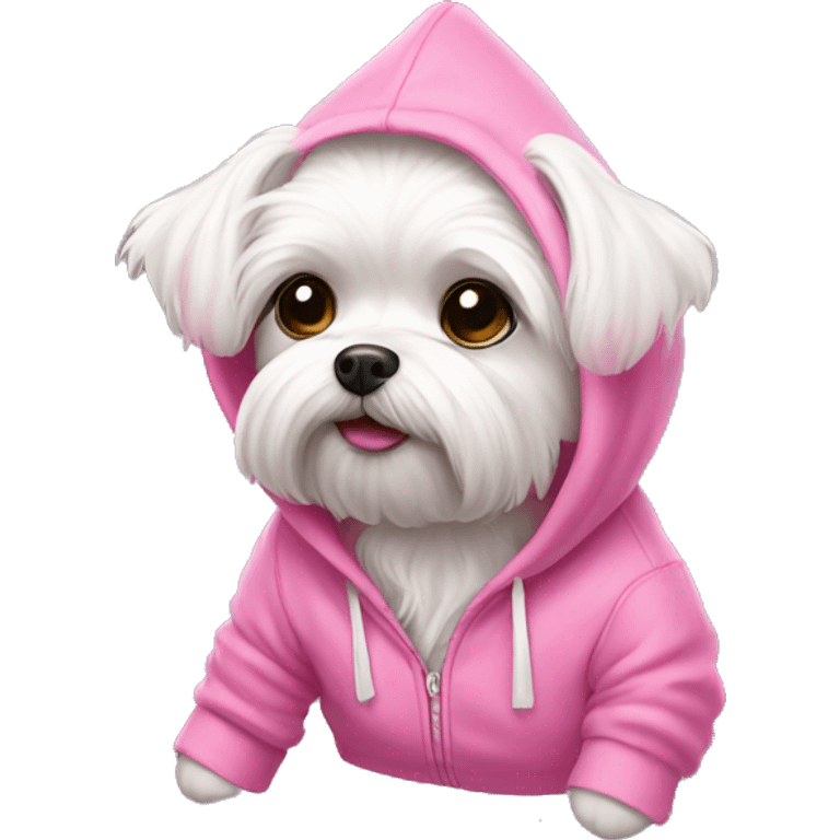 Maltese wearing pink hoodie  emoji