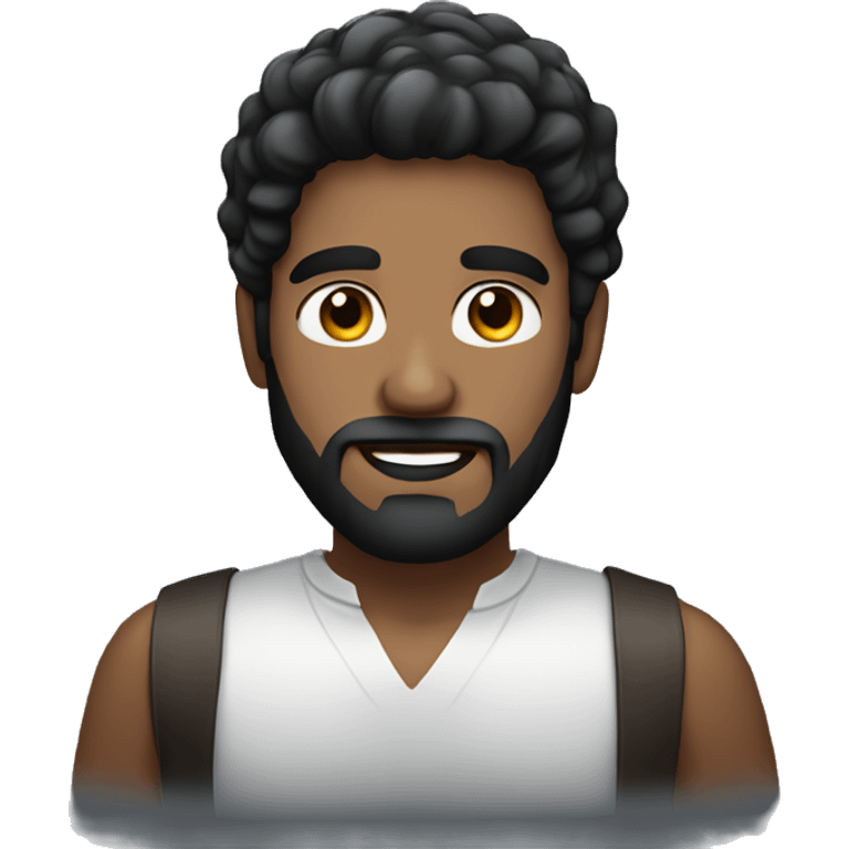 Black hair bearded man cute face emoji