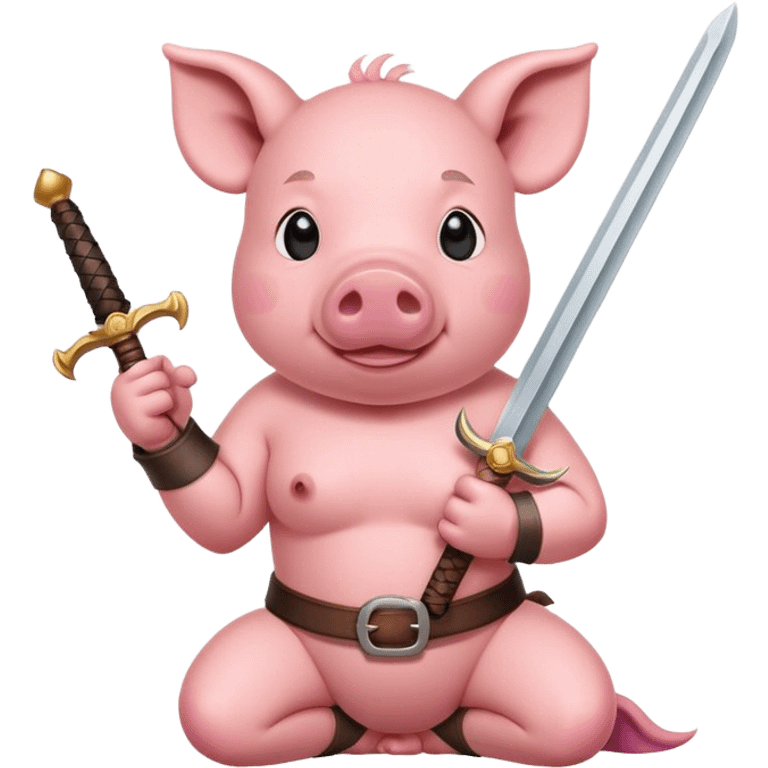 Pig on his knees with sword emoji