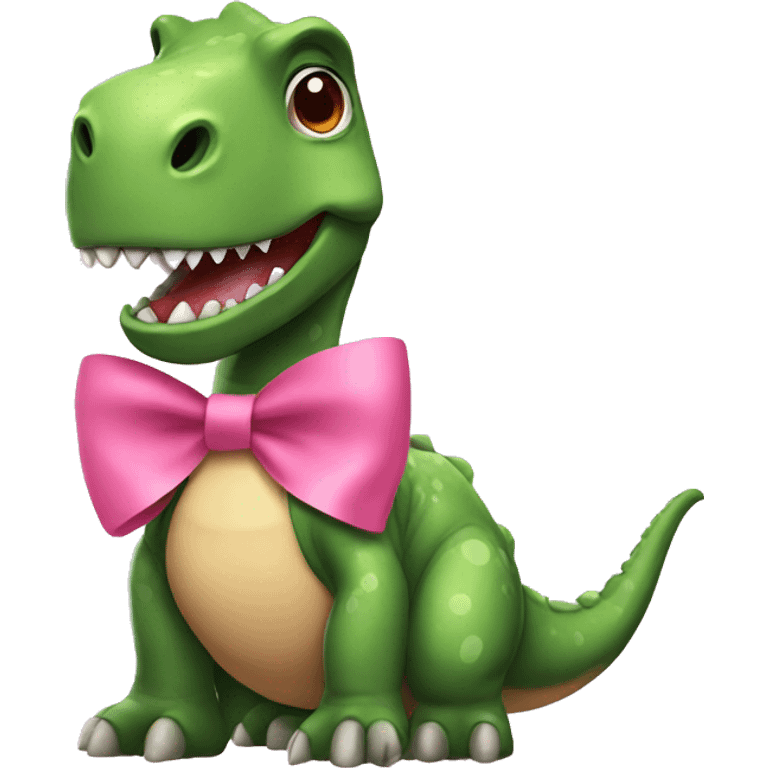 Dinosaur with a pink bow emoji