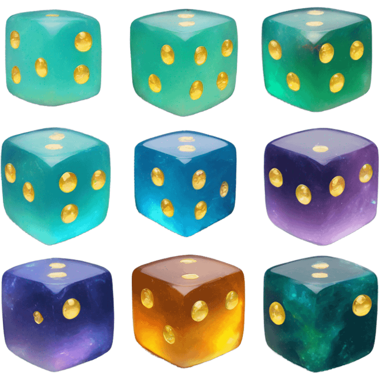 opal crystal gemstone dice gold dot emoji