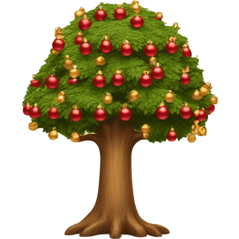 tree with red and gold ornaments emoji