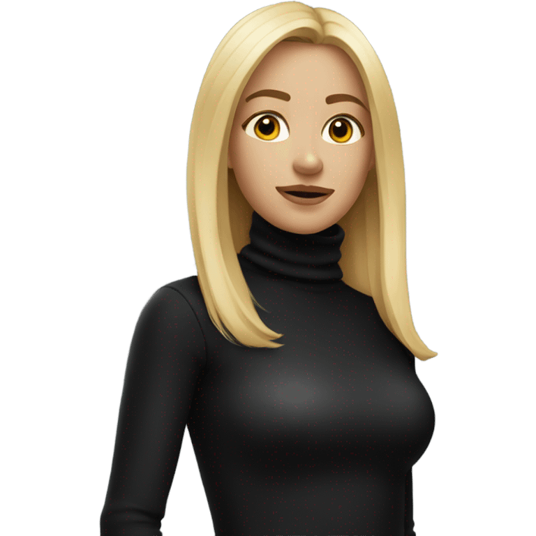 Blonde girl in black turtleneck  emoji