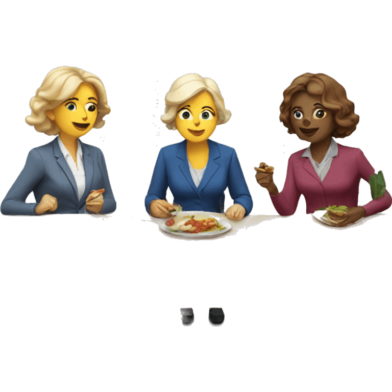 three white woman  teachers having lunch emoji