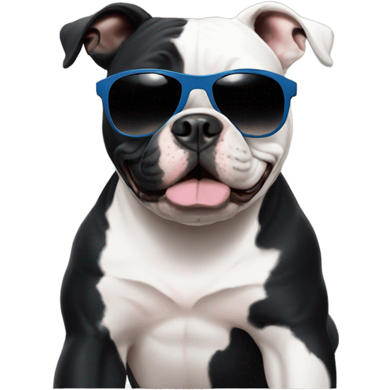 Black American Bully with sunglasses emoji