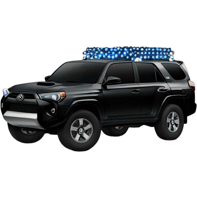 A black Toyota 4Runner with black wheels and Christmas lights on top  emoji