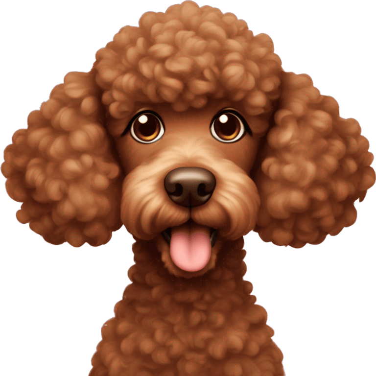 Brown poodle with lots of hearts and a cute face emoji