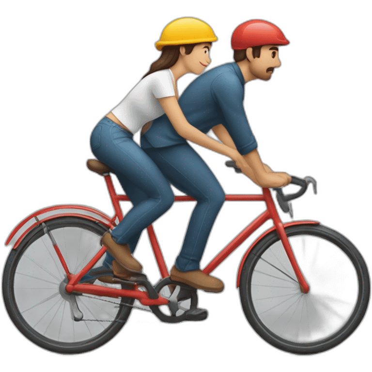 hombre y mujer montando en una bicicleta cada uno separados emoji