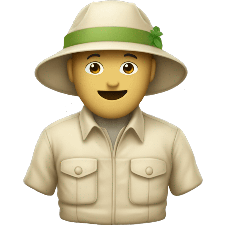 gardener pith helmet beige jacket emoji