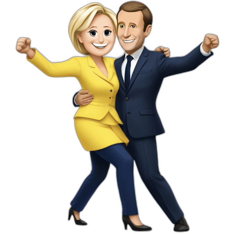 Emmanuel Macron dancing with marine le pen  emoji