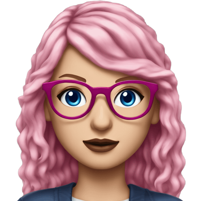 Photo Realistic Taylor Swift blue eyes and glasses with pink hair  emoji