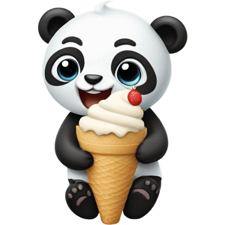 Panda eating ice cream emoji