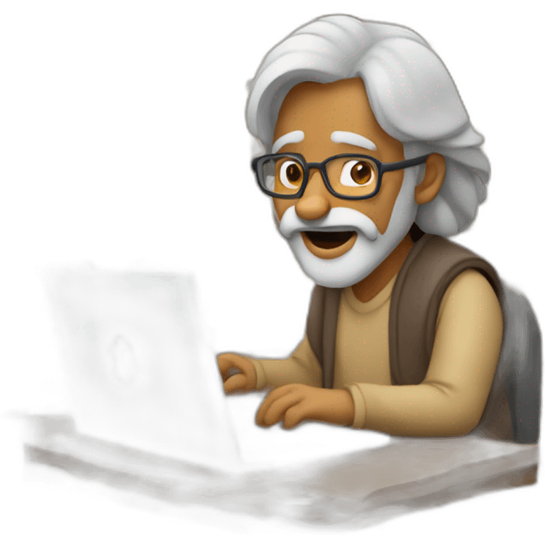 Aged 47 Indian Guy coding on the windows laptop emoji