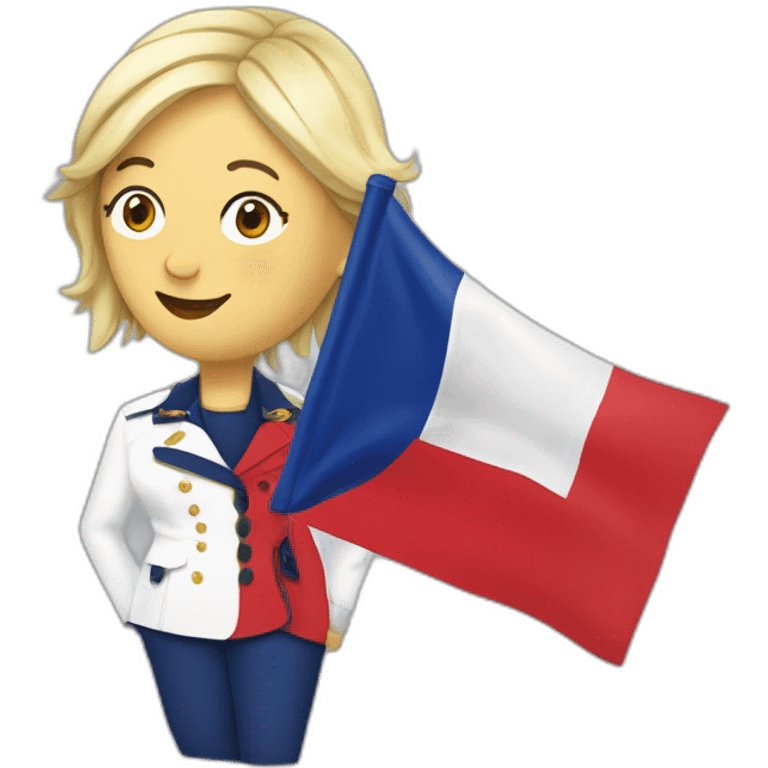 Marine le pen avec un drapeau français emoji