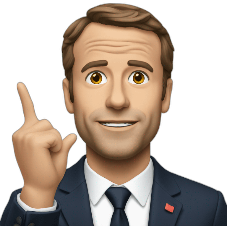 Macron holding hype emoji