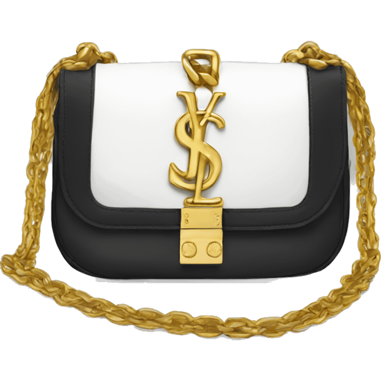 Black and white YSL purse with gold chain  emoji