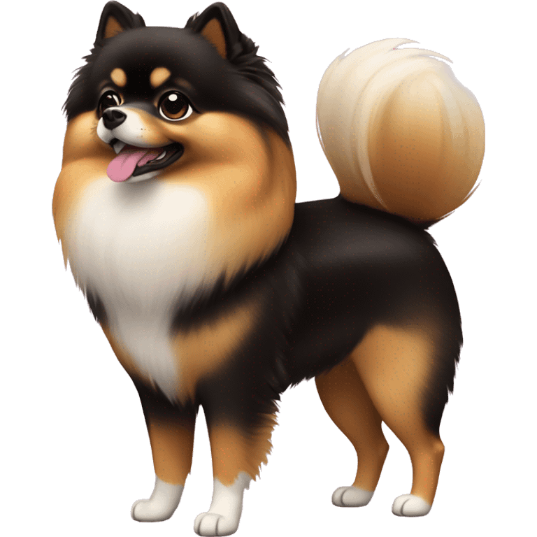  Pomeranian dog show Black and Tan full body emoji