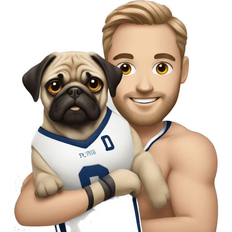 A hockey player with a pug emoji