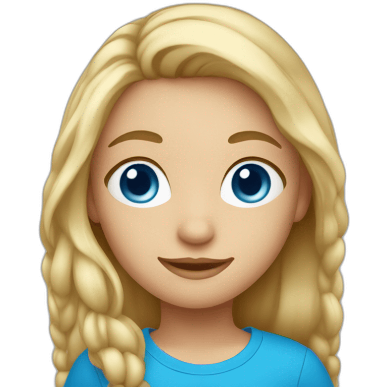 A blonde girl with blue eyes and blue tshirt without braids emoji