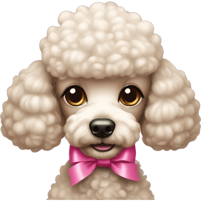 poodle with a pink ribbon on both ears emoji