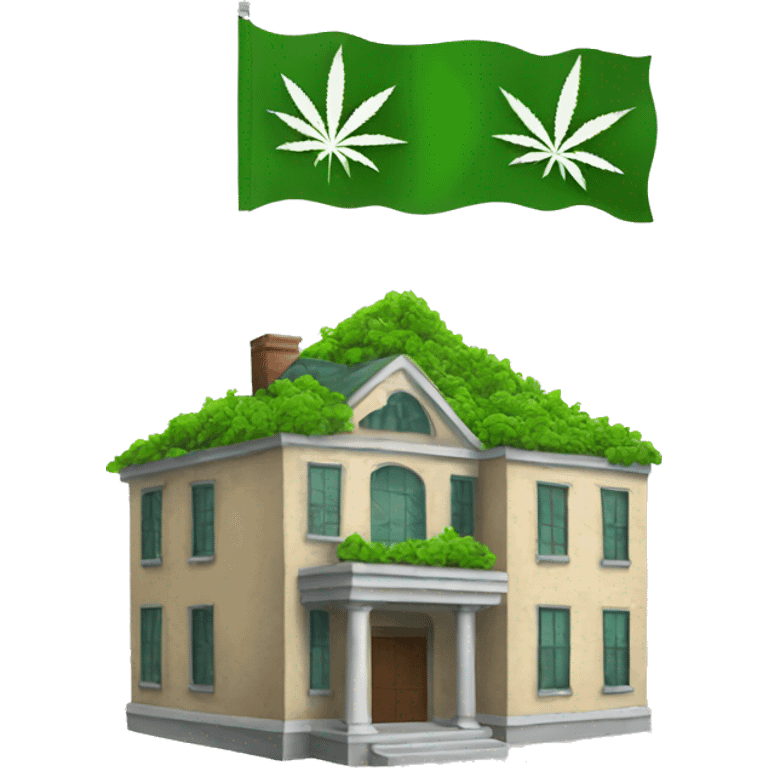 building with weed flag emoji