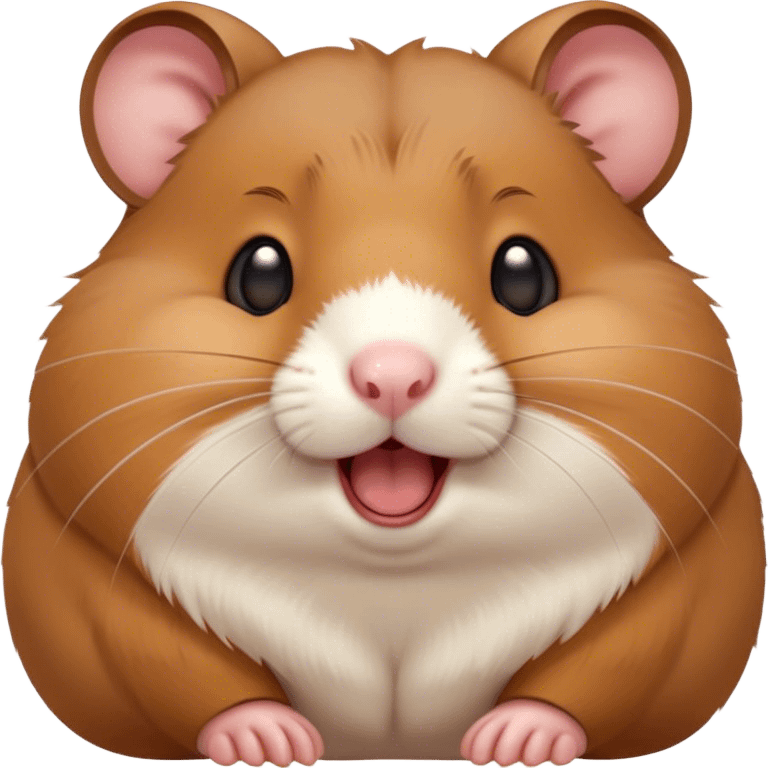 Cinematic Cute Yawning Brown Hamster Portrait Emoji, Head tilted slightly with a dramatic, wide-open yawn, showcasing a smooth, rich brown fur with tiny droopy ears, round dark eyes barely open in drowsy contentment, Simplified yet irresistibly adorable features, highly detailed, glowing with a soft, cozy glow, high shine, relaxed yet expressive, stylized with a touch of whimsy, bright and endearing, soft glowing outline, capturing the essence of a sleepy yet affectionate hamster, so drowsy it feels like it could stretch out of the screen and curl up for a nap! emoji