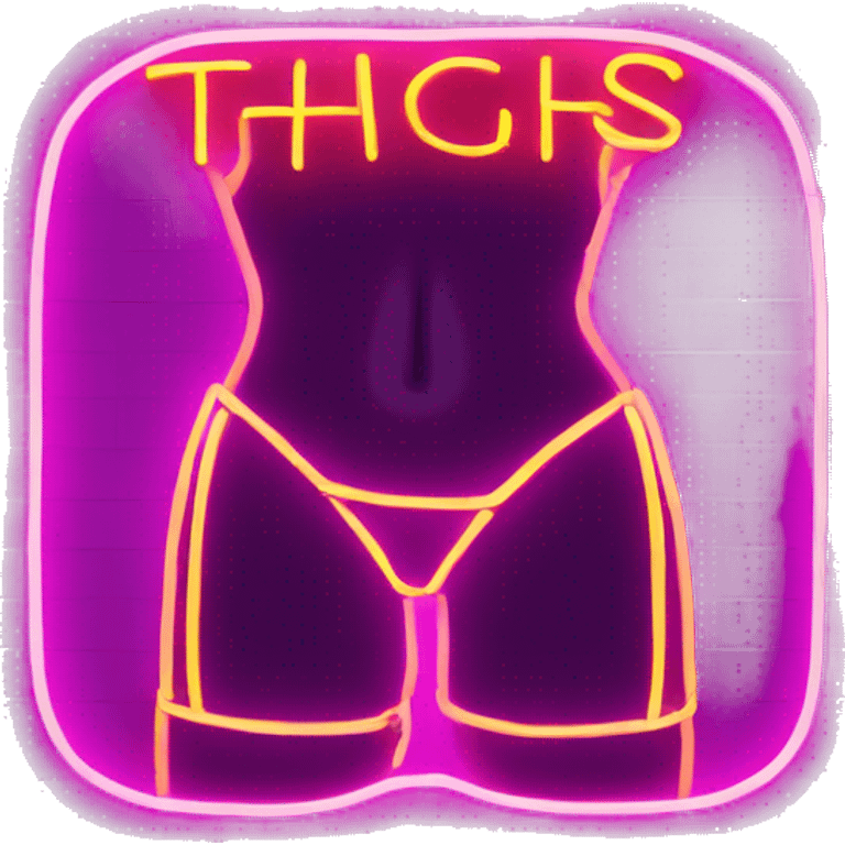  neon sign with the word thighs emoji