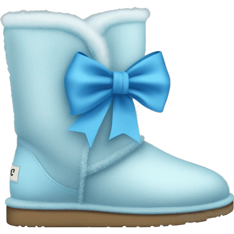 Light blue ugg boots with blue silk ribbon bow  emoji