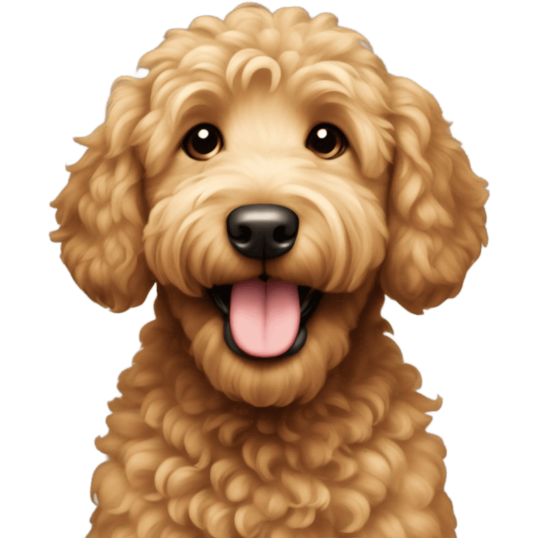 goldendoodle with brown fur smiling emoji