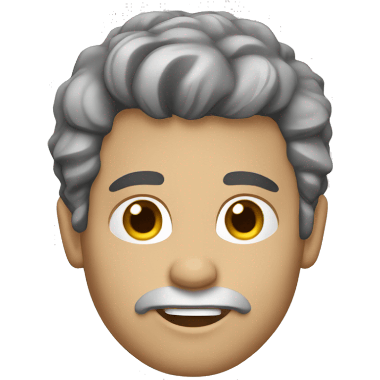 a white man with brown hair and gray eyes and a Caesar hairstyle emoji