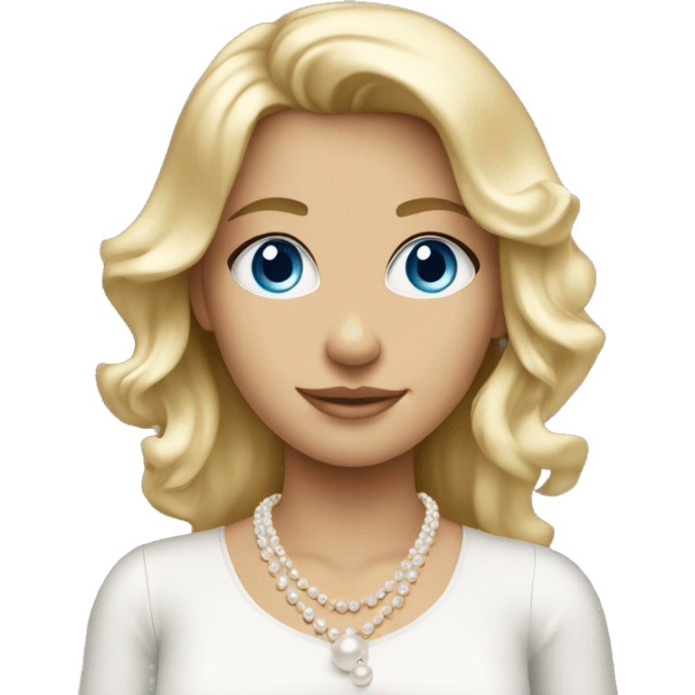 blonde girl blue eyes in pearl necklace emoji