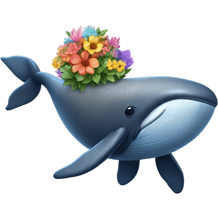 A rock whale raising flowers emoji